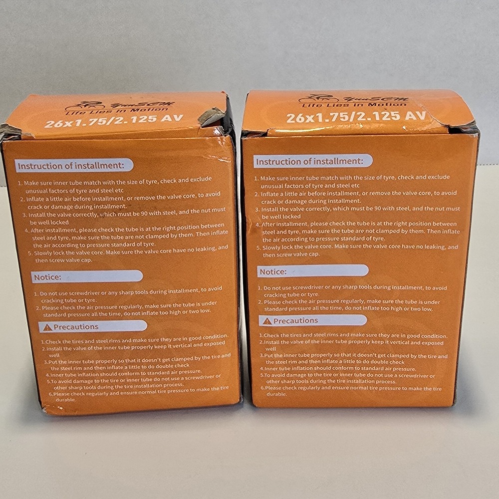 YUN SCM Butyl Rubber Inner Tubes Bicycle 26 x 1.75/2.125 AV Lot Two New - Picture 3 of 7